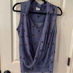 Cabi style 5534 2 piece set semi sheer crossover blouse   Size small